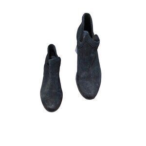 Sorel Lolla Cut Out Suede Black Ankle Boots Block Heel Size 9.5 M